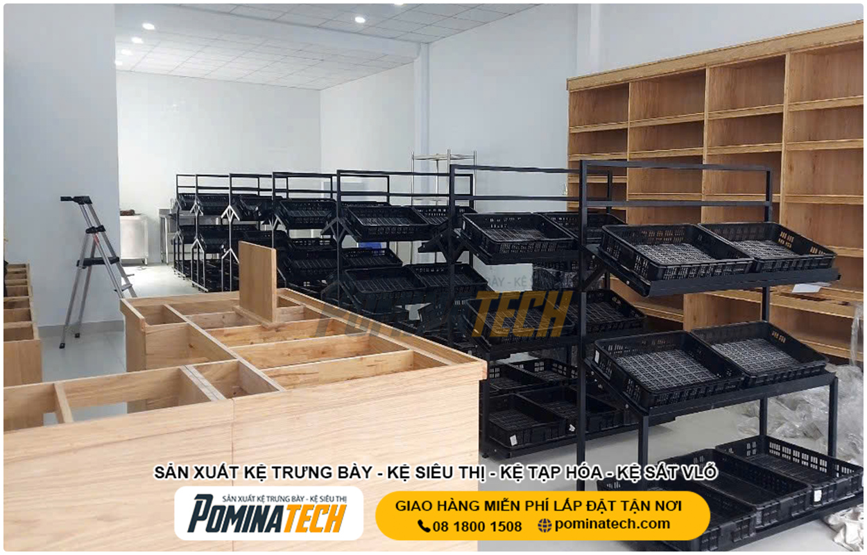 Kệ Trưng Bày Rau Củ Quả Siêu Thị - Bố Trí Khoa Học Dễ Bán Hàng