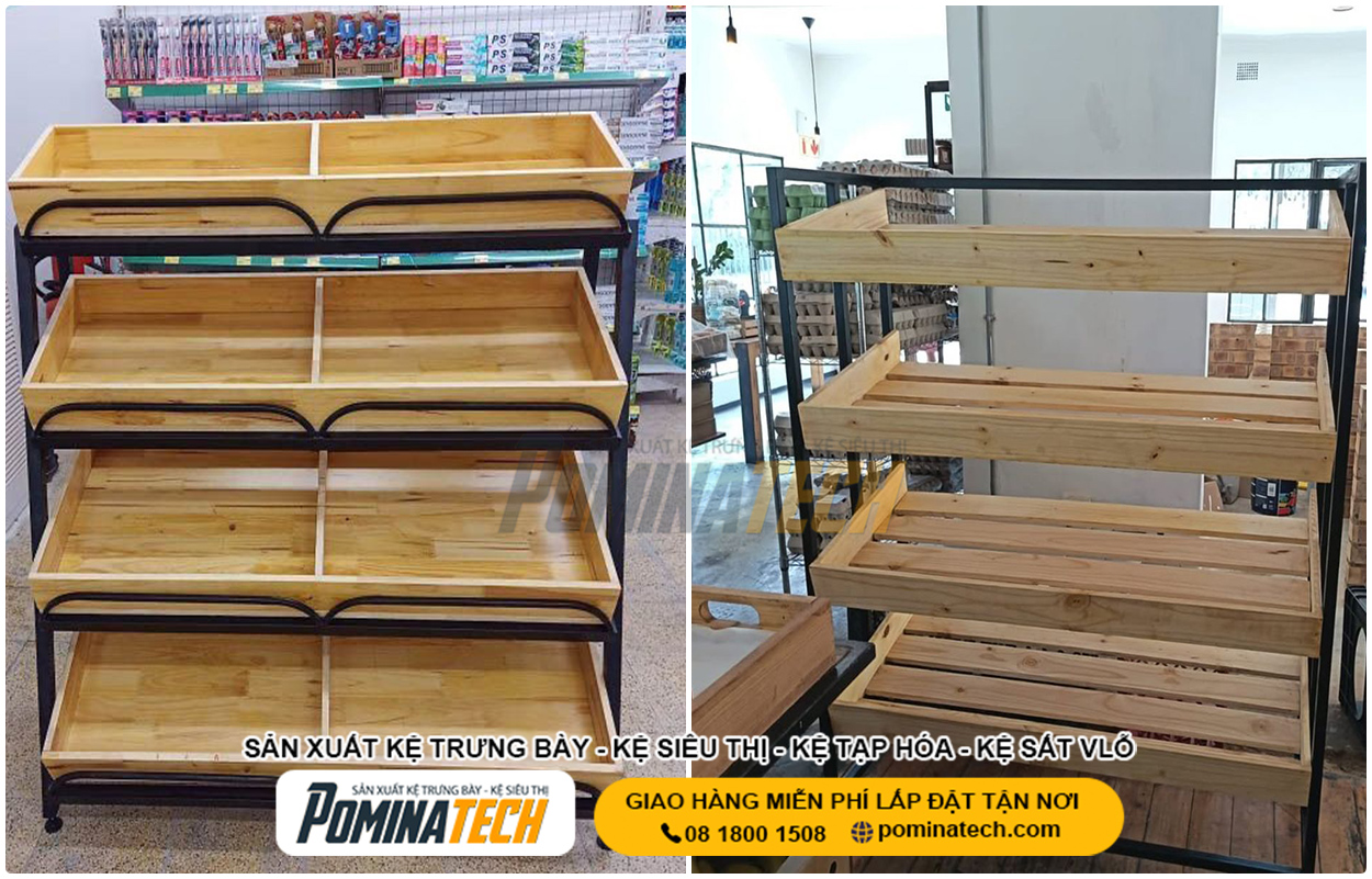 Kệ Trưng Bày Rau Củ Quả Siêu Thị - Bố Trí Khoa Học Dễ Bán Hàng