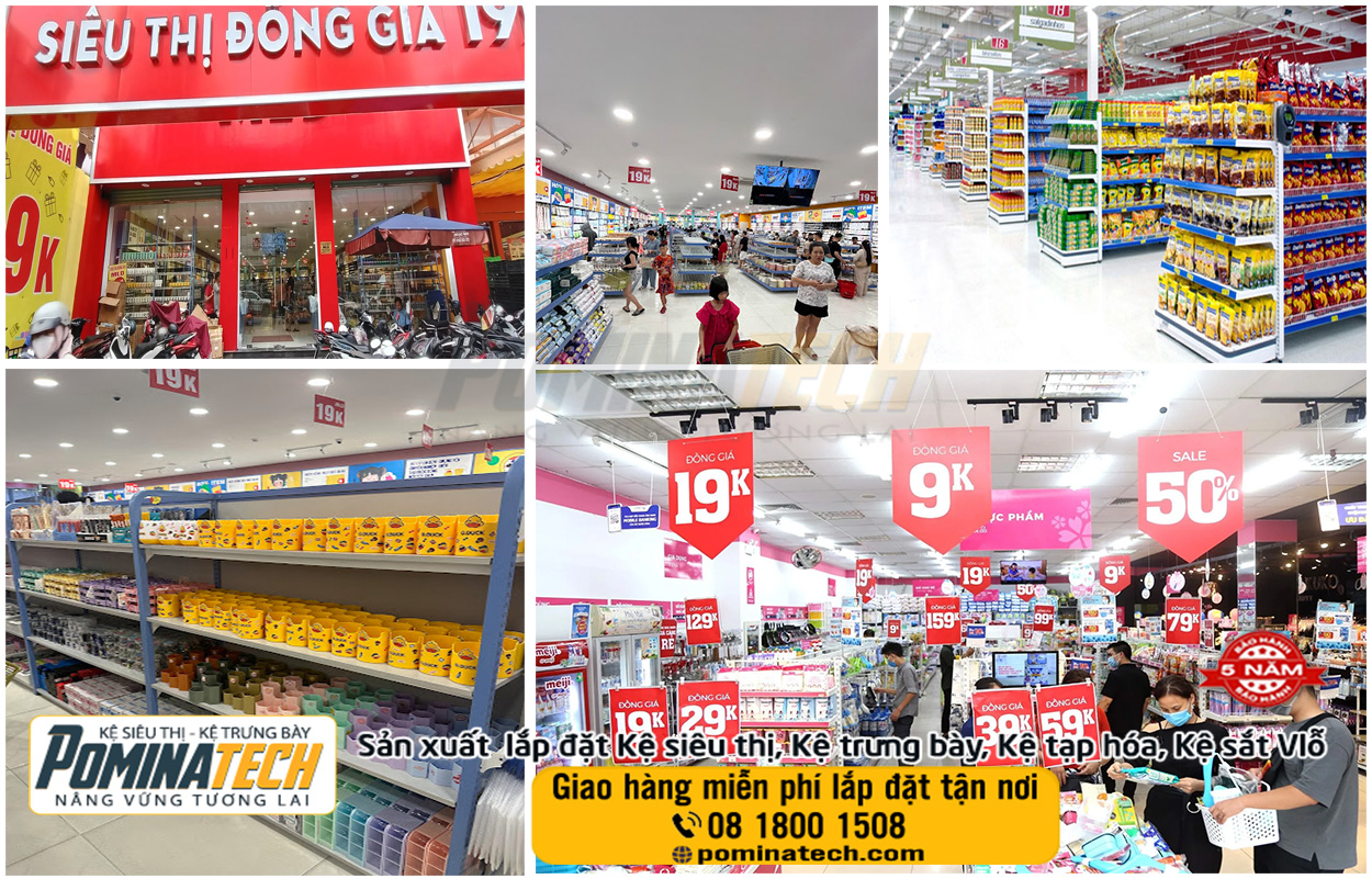 lắp đặt cửa hàng siêu thị đồng giá tại Quận 12