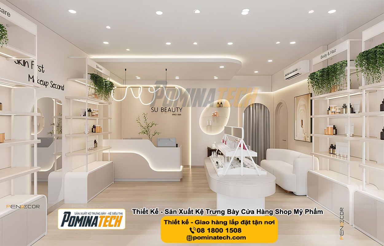 Mẫu kệ trưng bày mỹ phẩm 2025