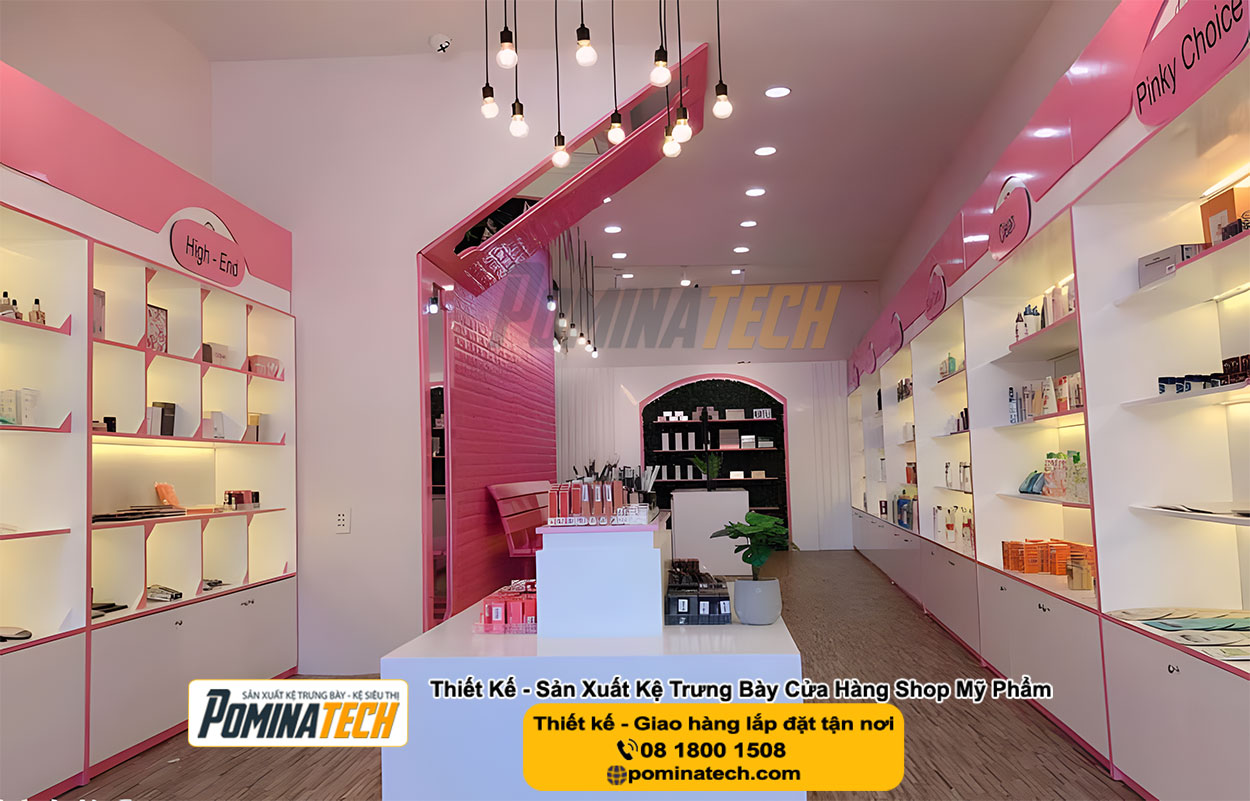 Mẫu kệ trưng bày mỹ phẩm 2025