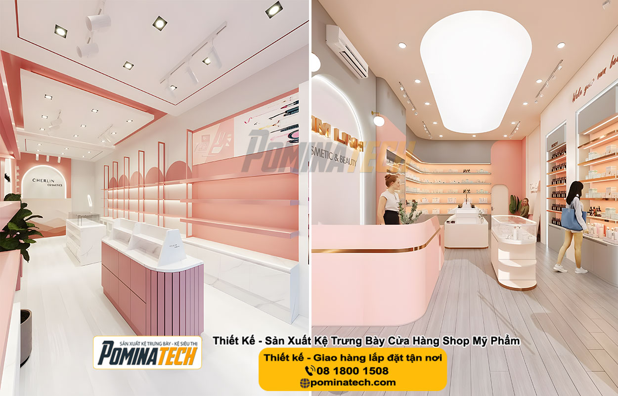 Mẫu kệ trưng bày mỹ phẩm đẹp nhất hiện nay