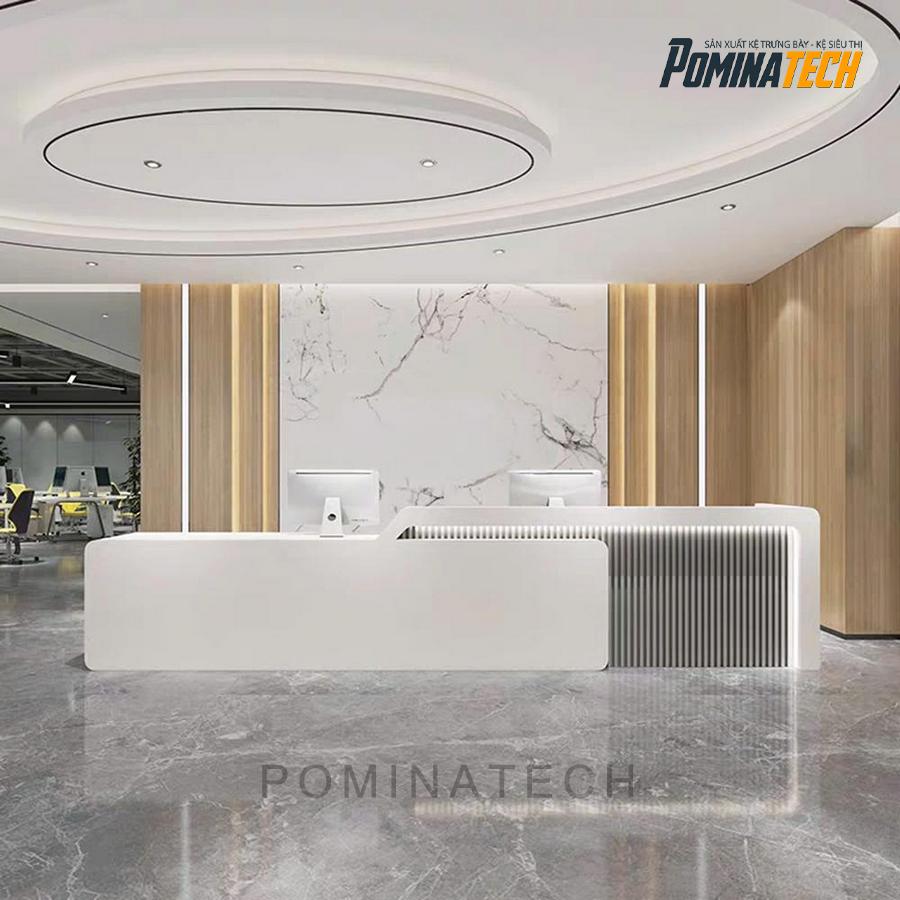 ban le tan go mdf cao cap Bàn Lễ Tân Gỗ MDF Cao Cấp, Thiết Kế Hiện Đại Với Đèn LED Tinh Tế