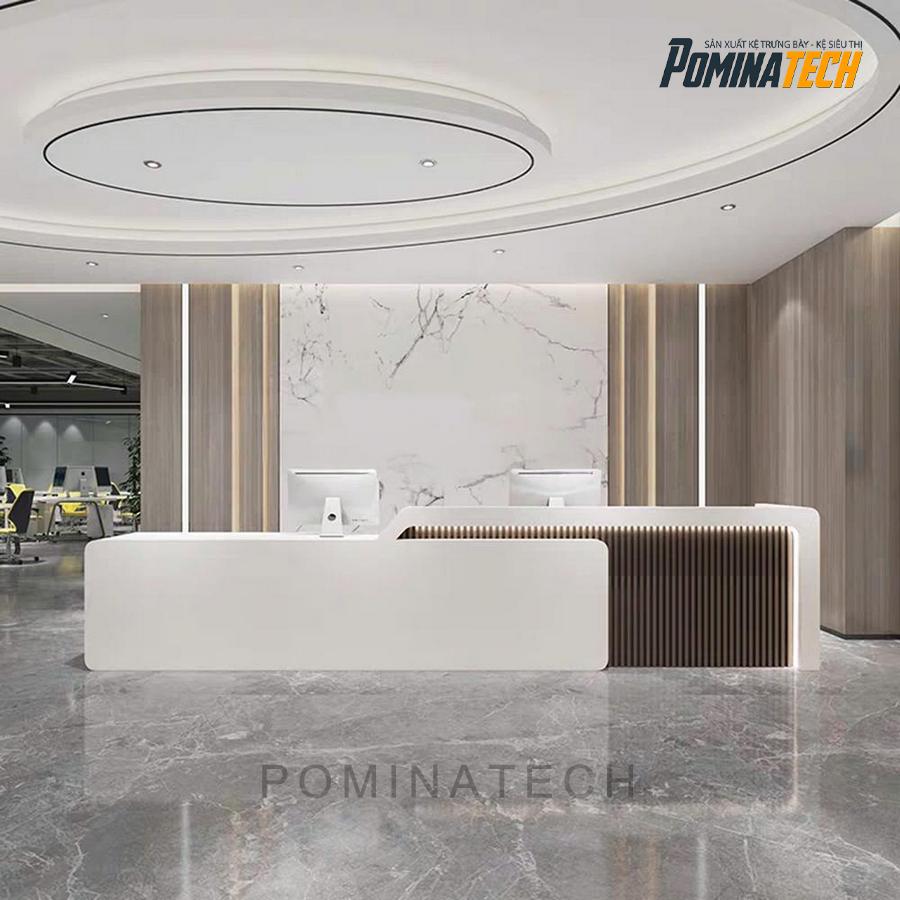 ban le tan go mdf cao cap Bàn Lễ Tân Gỗ MDF Cao Cấp, Thiết Kế Hiện Đại Với Đèn LED Tinh Tế