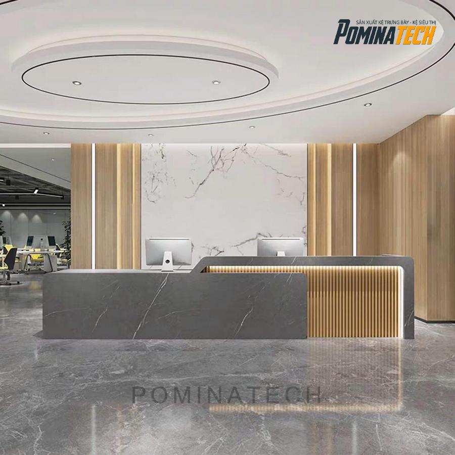 ban le tan go mdf cao cap Bàn Lễ Tân Gỗ MDF Cao Cấp, Thiết Kế Hiện Đại Với Đèn LED Tinh Tế