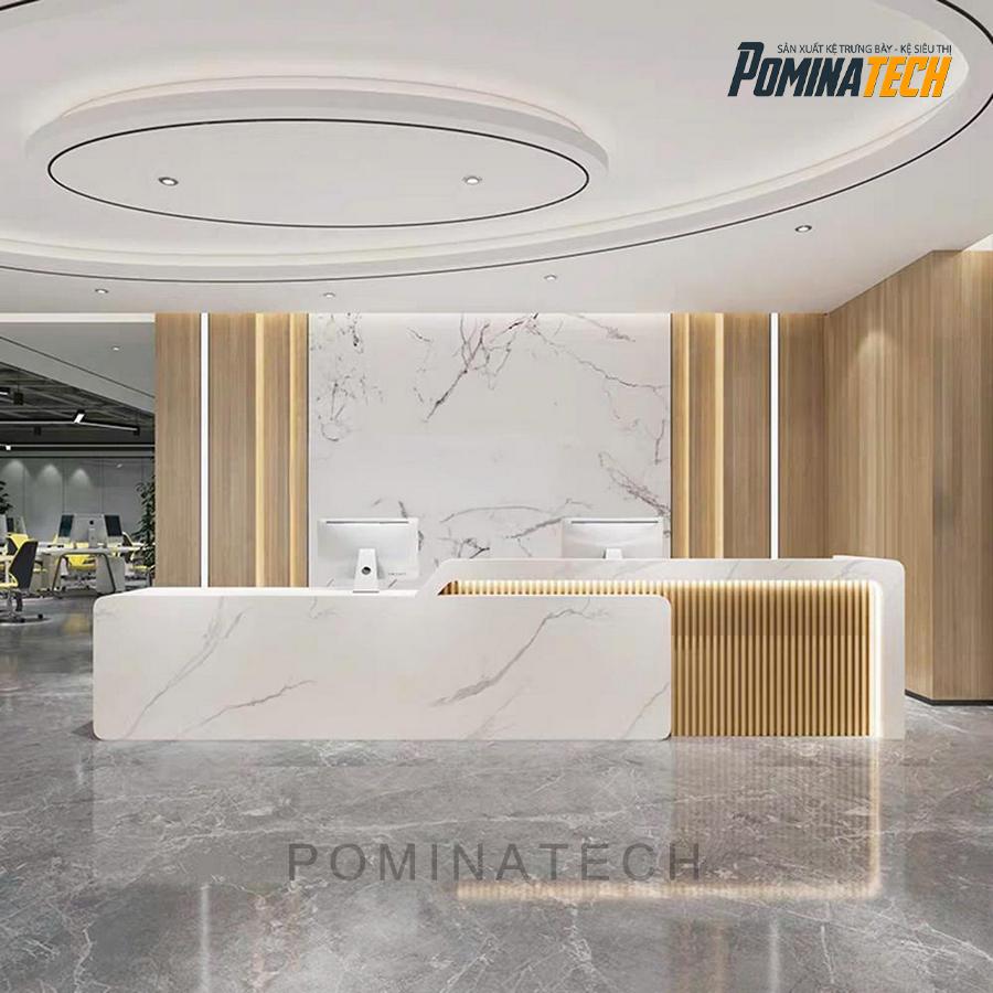 ban le tan go mdf cao cap Bàn Lễ Tân Gỗ MDF Cao Cấp, Thiết Kế Hiện Đại Với Đèn LED Tinh Tế