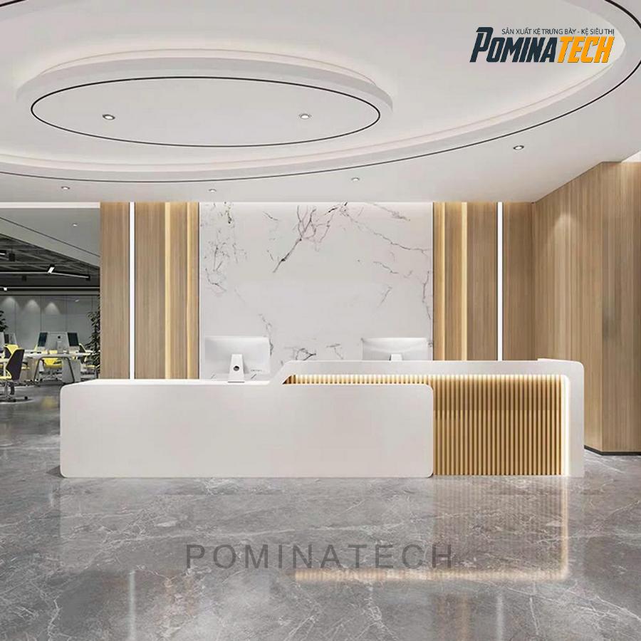 ban le tan go mdf cao cap Bàn Lễ Tân Gỗ MDF Cao Cấp, Thiết Kế Hiện Đại Với Đèn LED Tinh Tế