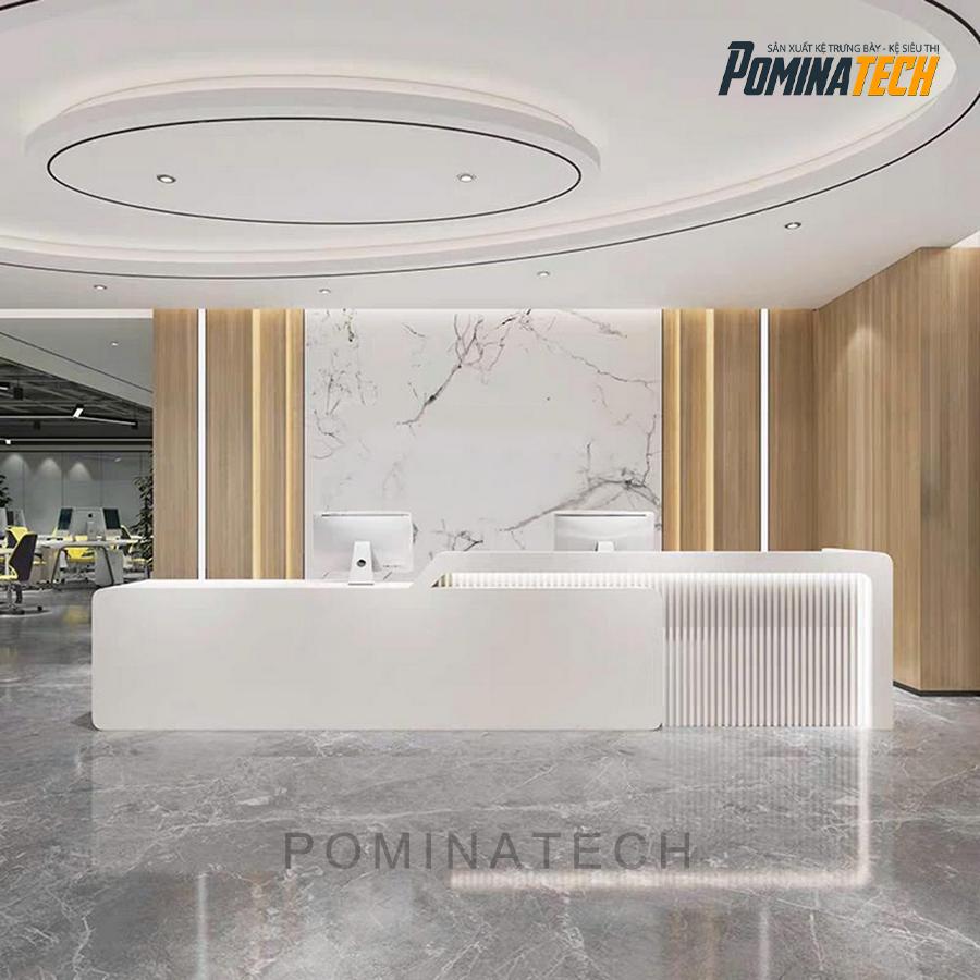 ban le tan go mdf cao cap Bàn Lễ Tân Gỗ MDF Cao Cấp, Thiết Kế Hiện Đại Với Đèn LED Tinh Tế