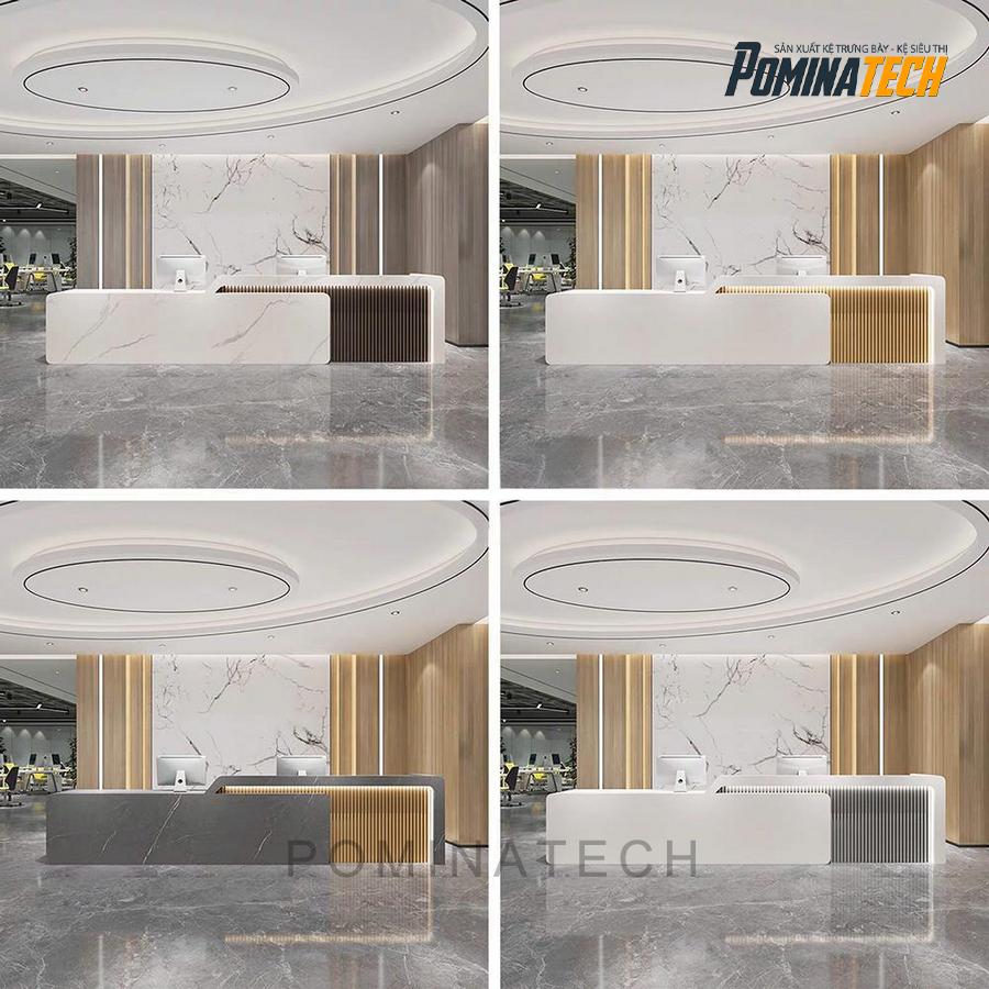 ban le tan go mdf cao cap Bàn Lễ Tân Gỗ MDF Cao Cấp, Thiết Kế Hiện Đại Với Đèn LED Tinh Tế