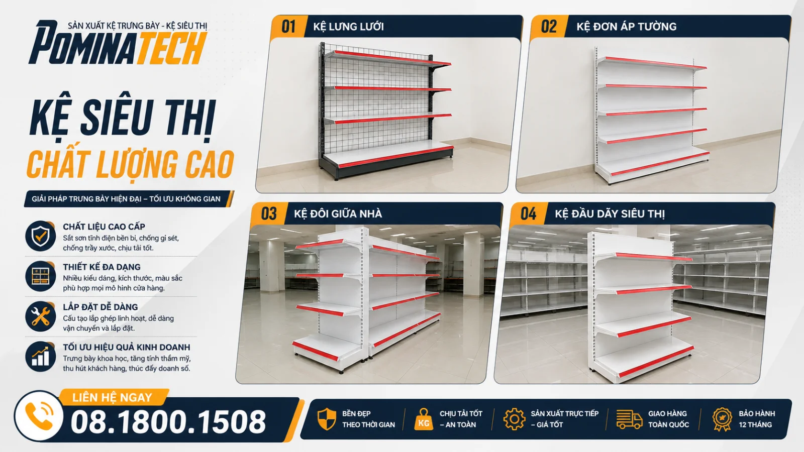 Kệ Siêu Thị Cho Cửa Hàng Tiện Lợi – Giải Pháp Tối Ưu Không Gian Bán Hàng Hiệu Quả
