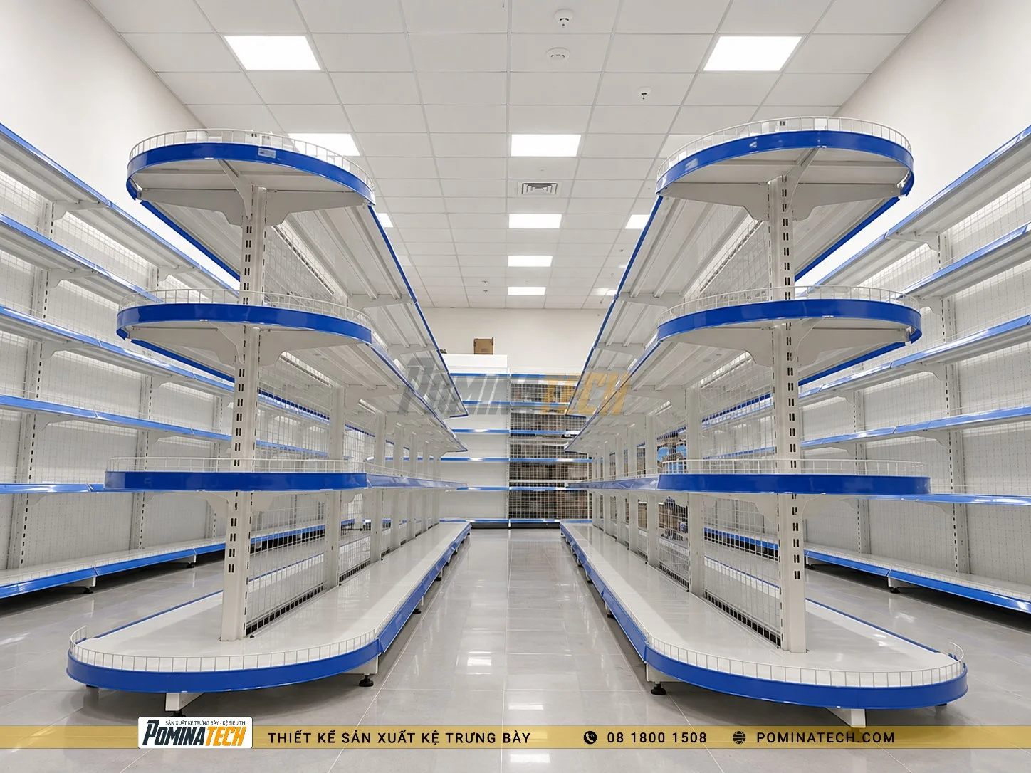 Kệ Bán Nguyệt Giá Rẻ – Tối Ưu Trưng Bày Cho Siêu Thị Mini