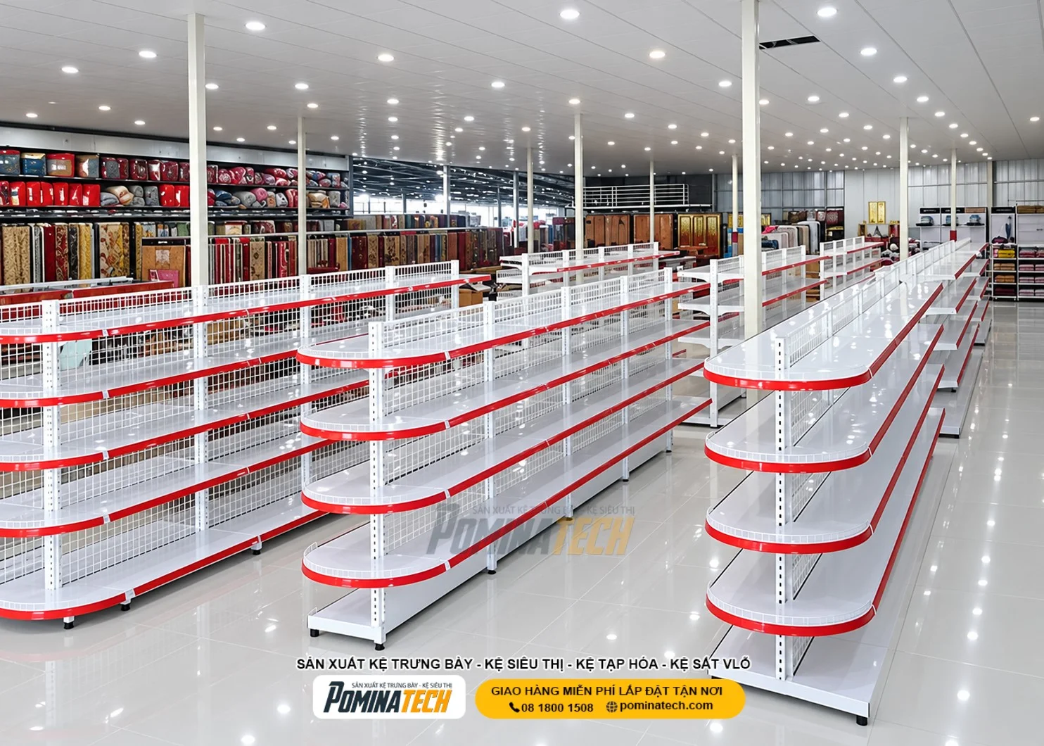 Kệ bán nguyệt khung kim loại sơn tĩnh điện bền đẹp cho cửa hàng bán lẻ