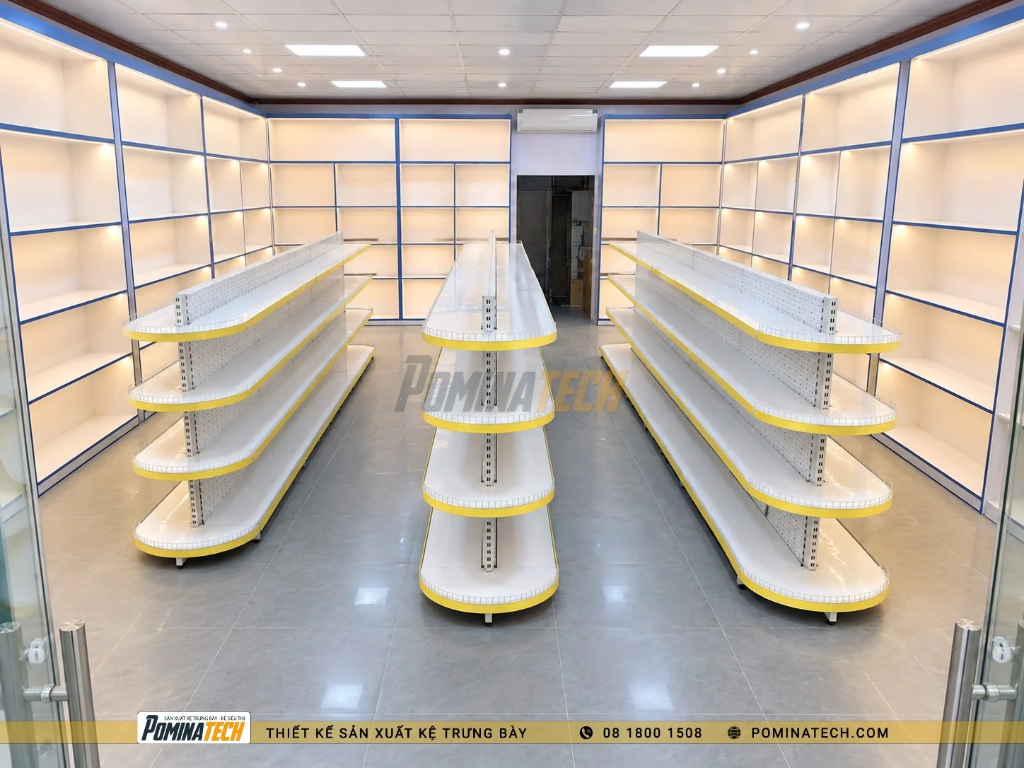 Kệ Bán Nguyệt Trưng Bày – Giải Pháp Đẹp Cho Tạp Hóa, Siêu Thị Mini