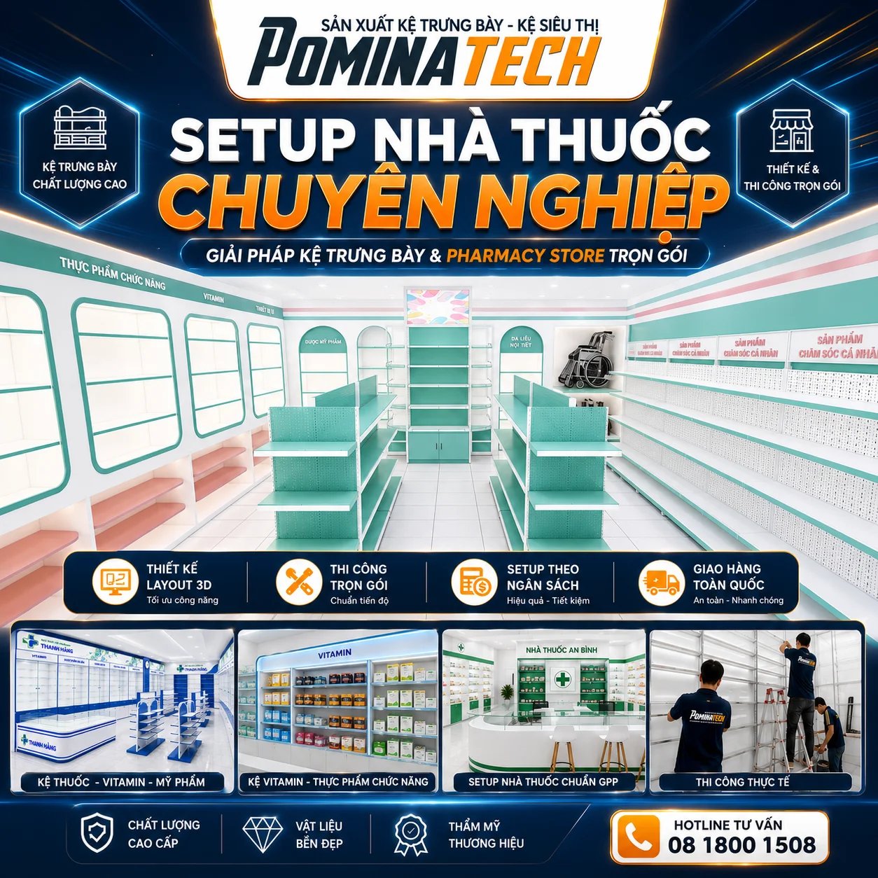 Kệ Gỗ Trưng Bày Thực Phẩm Chức Năng Đẹp Cho Nhà Thuốc Hiện Đại