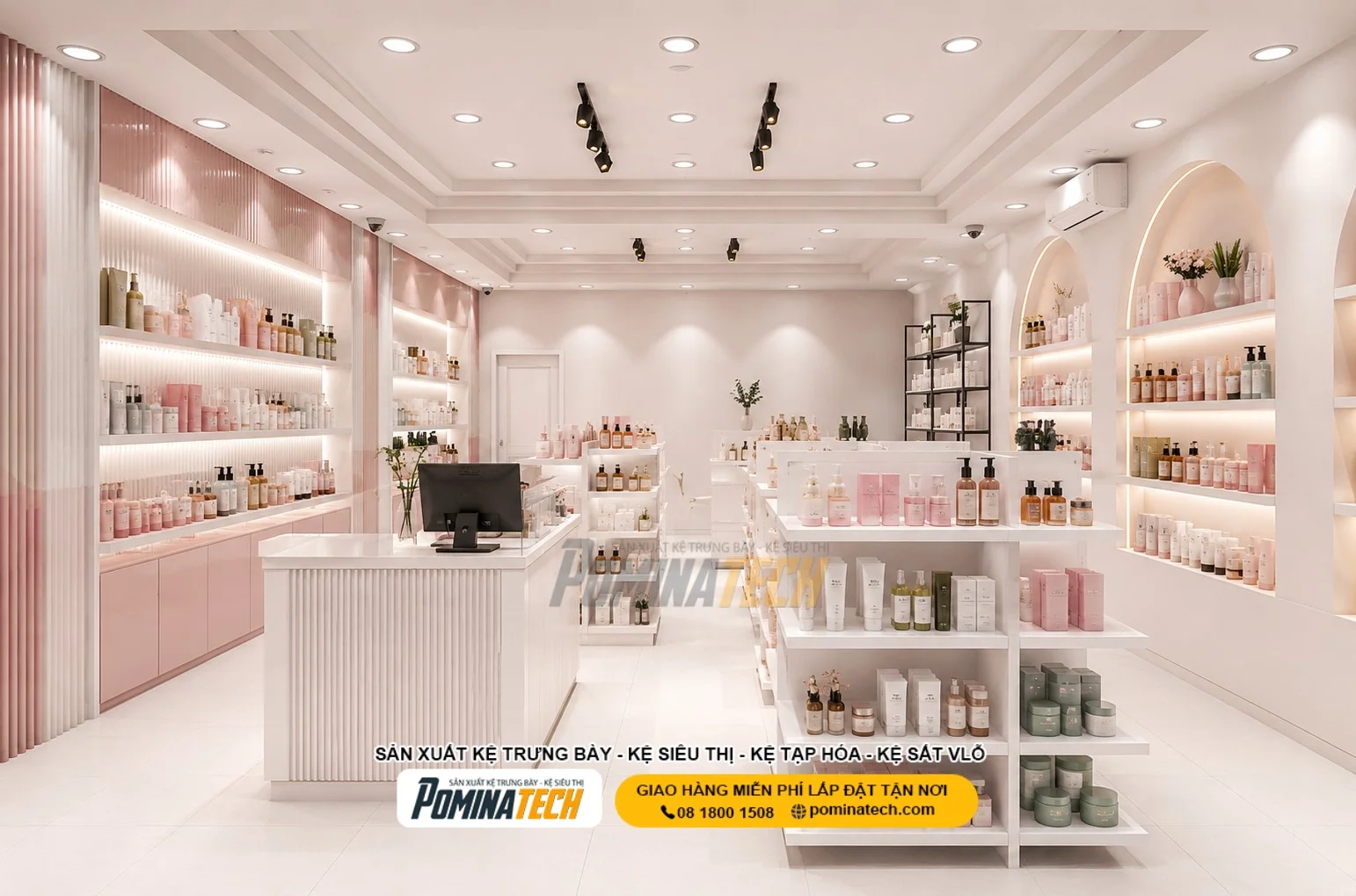 Kệ Mỹ Phẩm Trưng Bày Kem Dưỡng Da Sang Trọng Theo Xu Hướng Mới