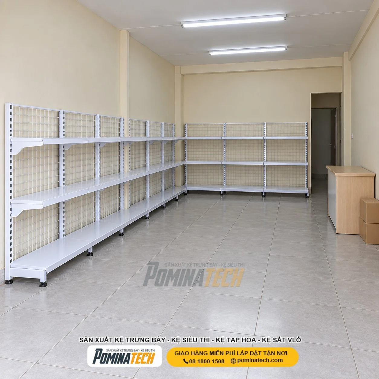 Kệ Đôi Lưng Lưới 3 Tầng – Giải Pháp Kệ Siêu Thị Giá Rẻ Cho Shop Mỹ Phẩm