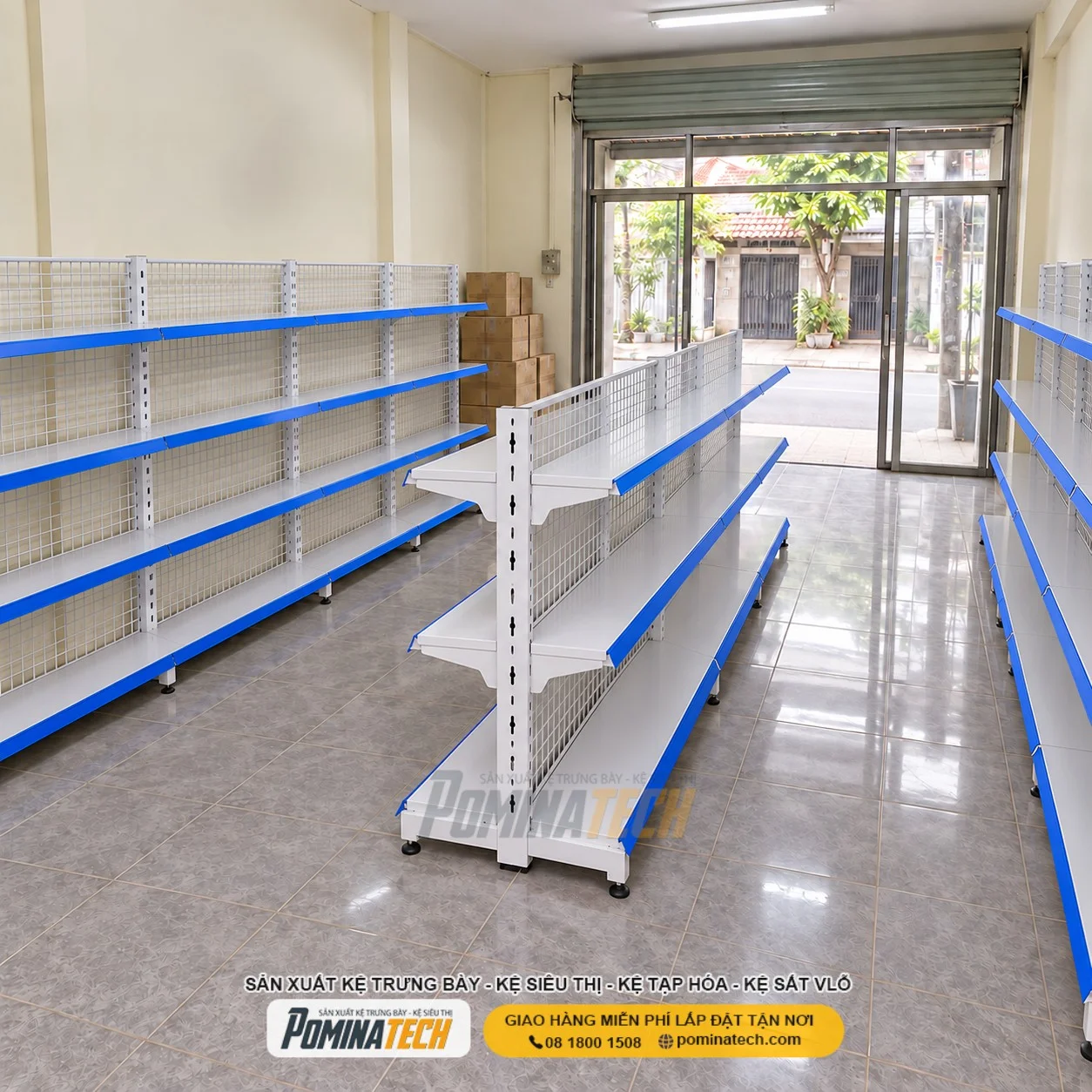 Kệ Đôi Lưng Lưới 3 Tầng – Hai Mặt Trưng Bày, Dễ Sắp Xếp Hàng Hóa