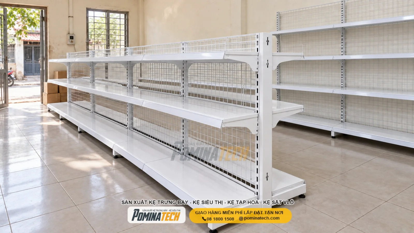 Kệ Đôi Lưng Lưới 3 Tầng – Phân Loại Hàng Hóa Rõ Ràng, Dễ Bổ Sung