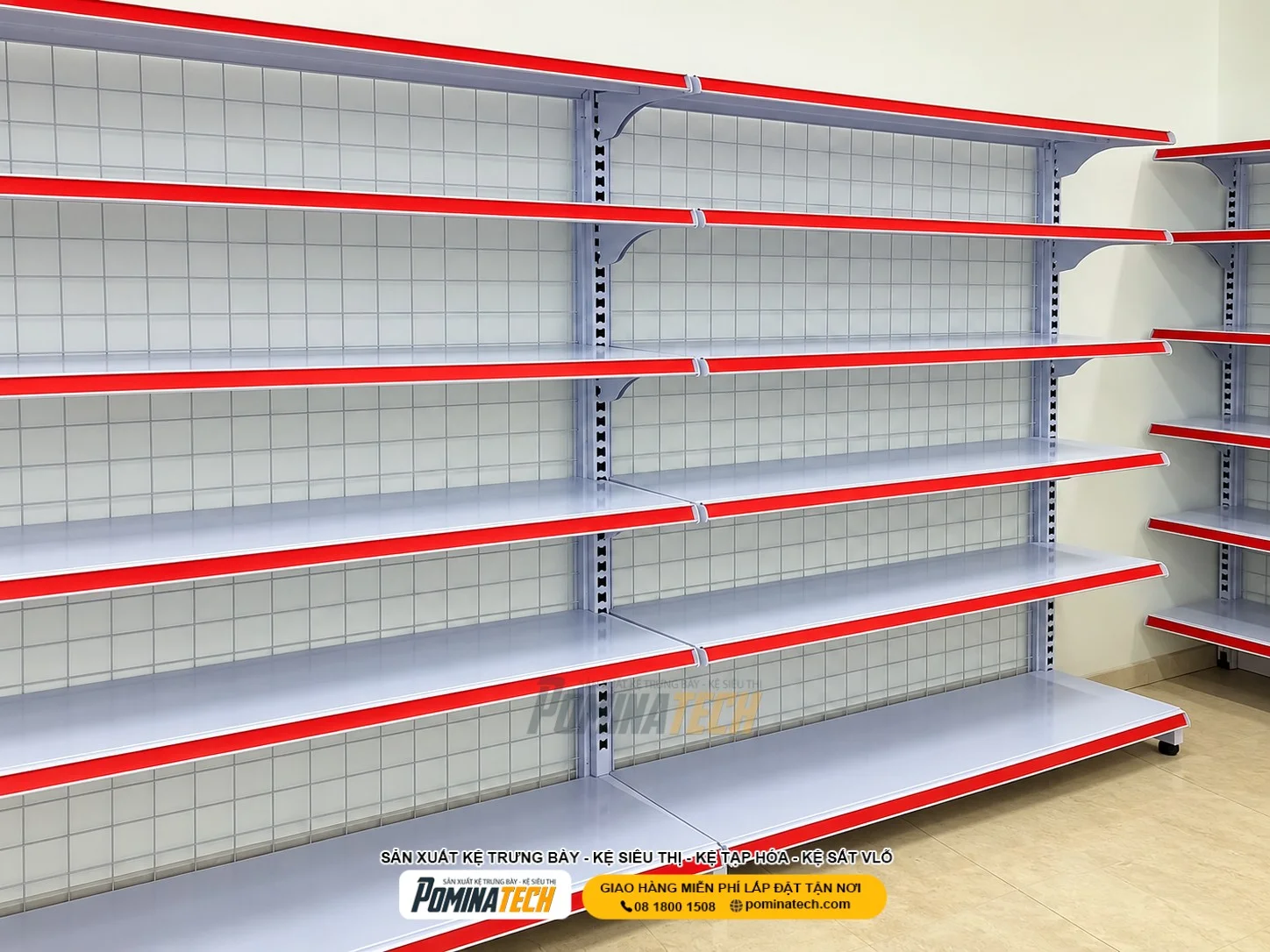 - Kệ đơn siêu thị cao 150cm thiết kế gọn gàng và dễ trưng bày sản phẩm