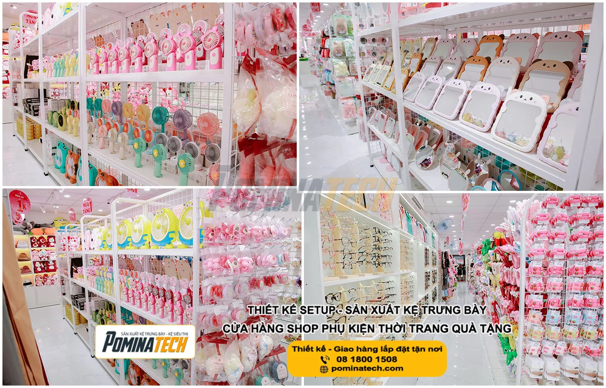 Kệ Phụ Kiện Lưng Lưới Trưng Bày Nhiều Sản Phẩm