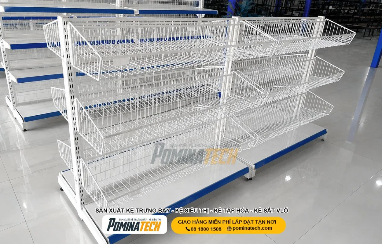 Kệ Rổ Mì Cho Cửa Hàng Tạp Hóa – Gọn Đẹp, Dễ Lấy Hàng
