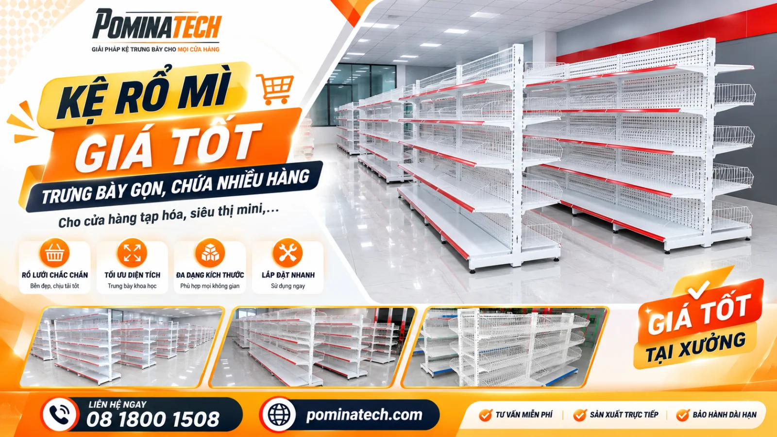 Kệ Rổ Mì Giá Tốt – Trưng Bày Gọn, Chứa Nhiều Hàng
