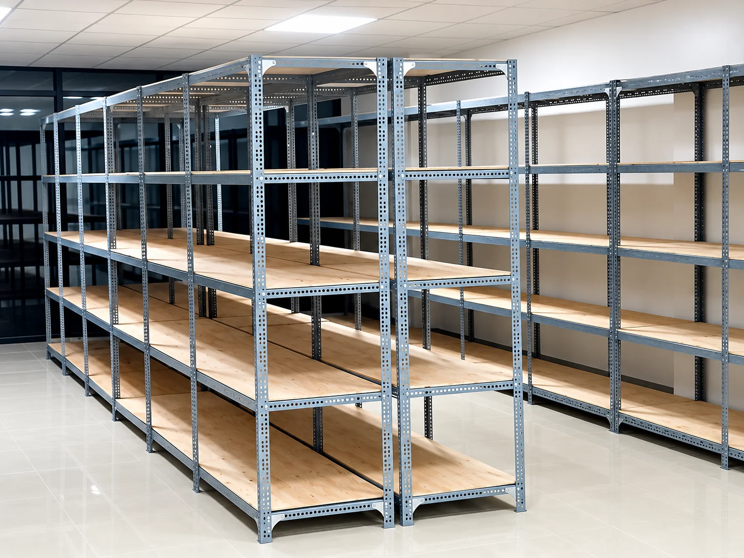 Kệ sắt V lỗ 6 tầng tối ưu khả năng sắp xếp đồ đạc trong kho