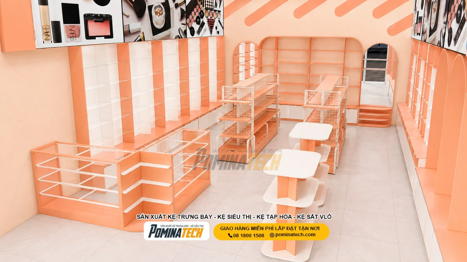 Kệ Shop Mỹ Phẩm Cao Cấp – Giải Pháp Trưng Bày Hiện Đại Cho Cửa Hàng Chuyên Nghiệp