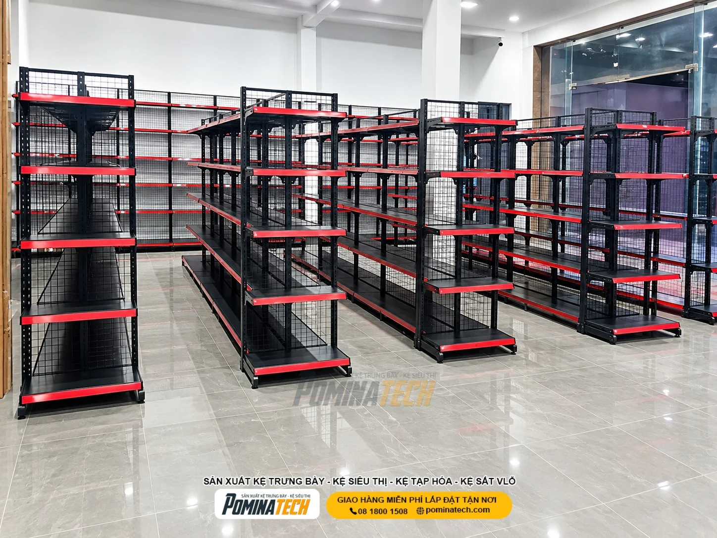 Kệ siêu thị 5 tầng giúp tối ưu không gian trưng bày hàng hóa trong cửa hàng nhỏ