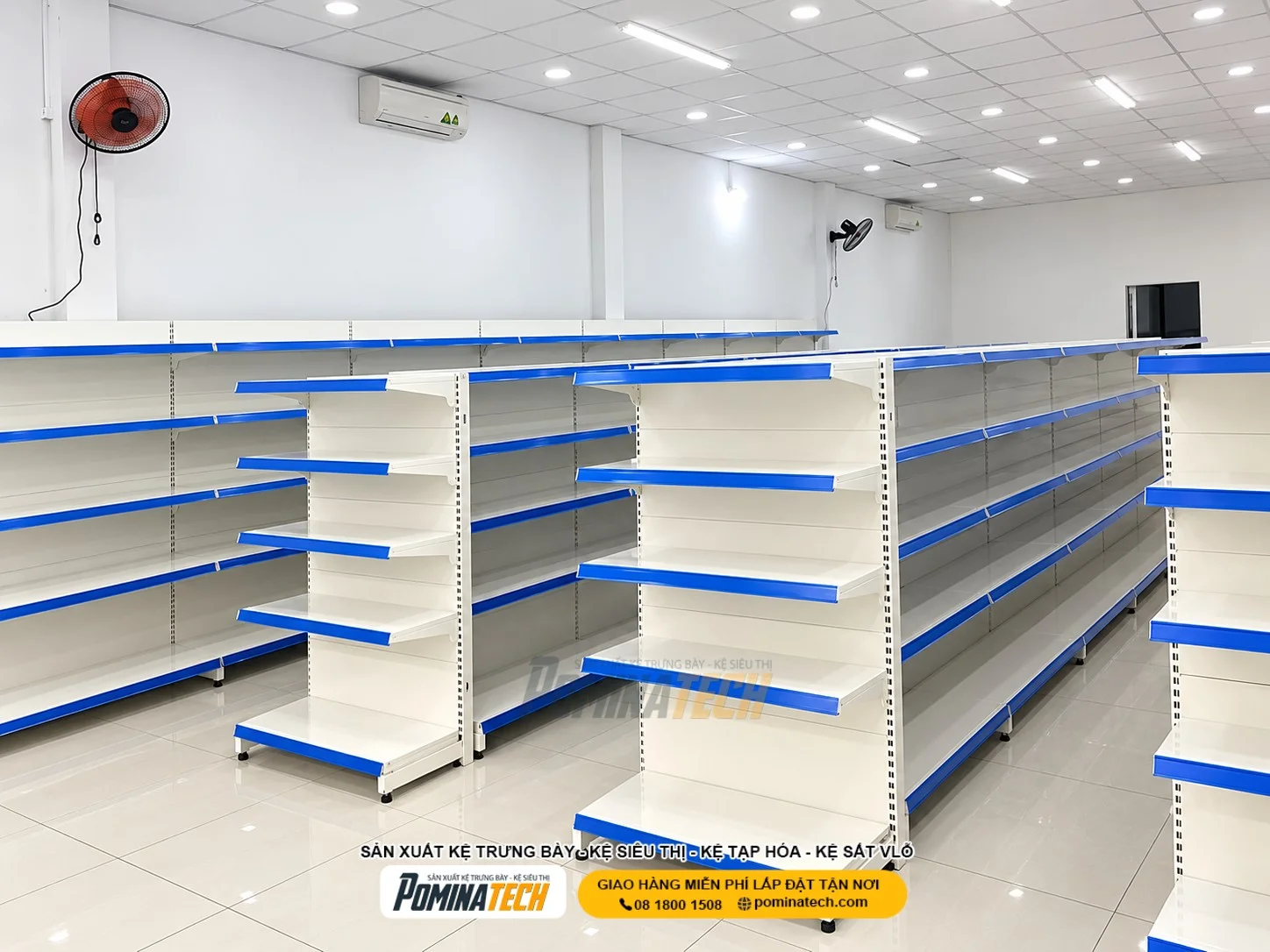 Kệ siêu thị 5 tầng Pominatech kết hợp thiết kế hiện đại và công năng trưng bày linh hoạt