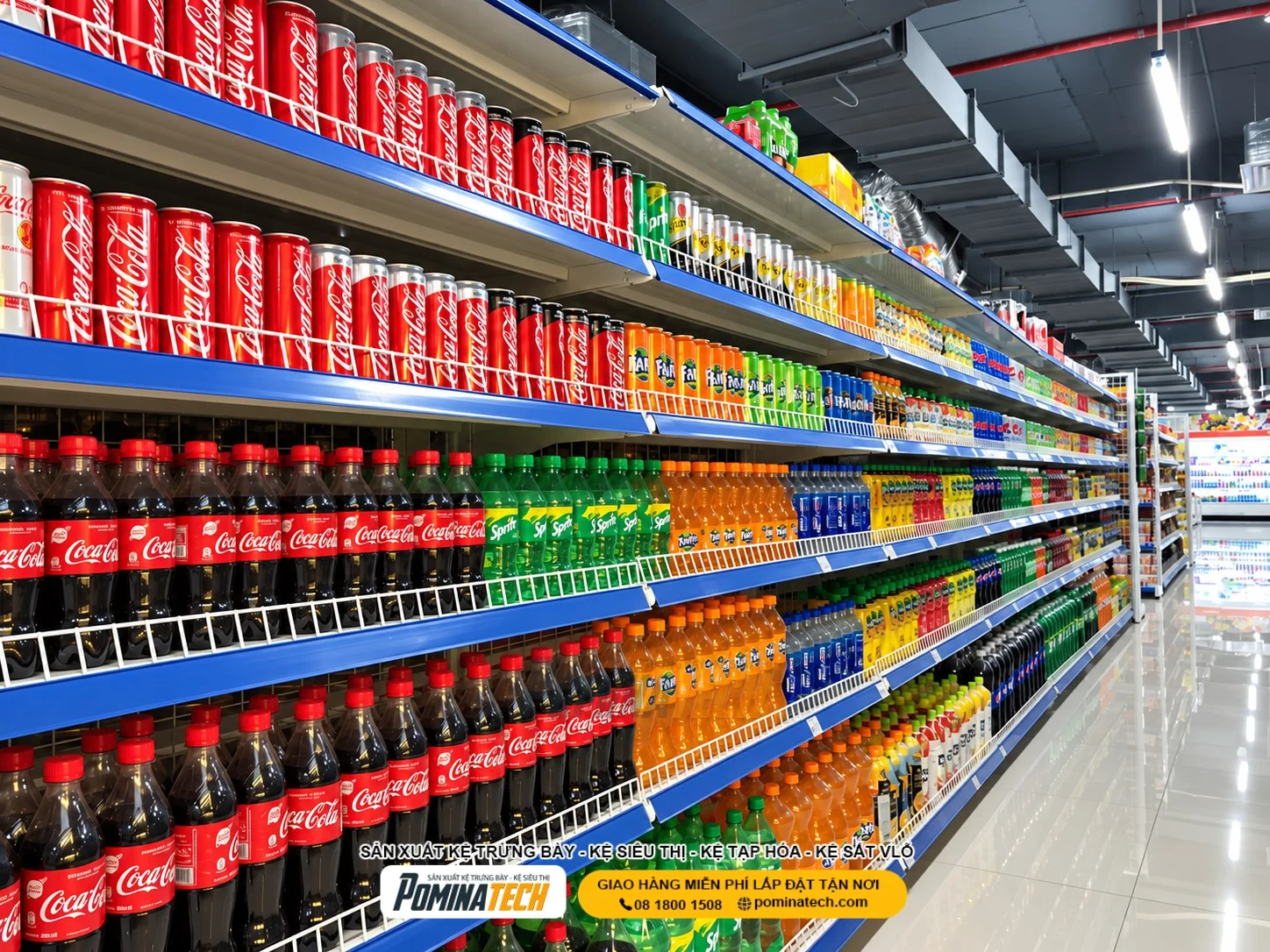 Kệ siêu thị 6 tầng Pominatech mang đến giải pháp trưng bày khoa học và cân đối