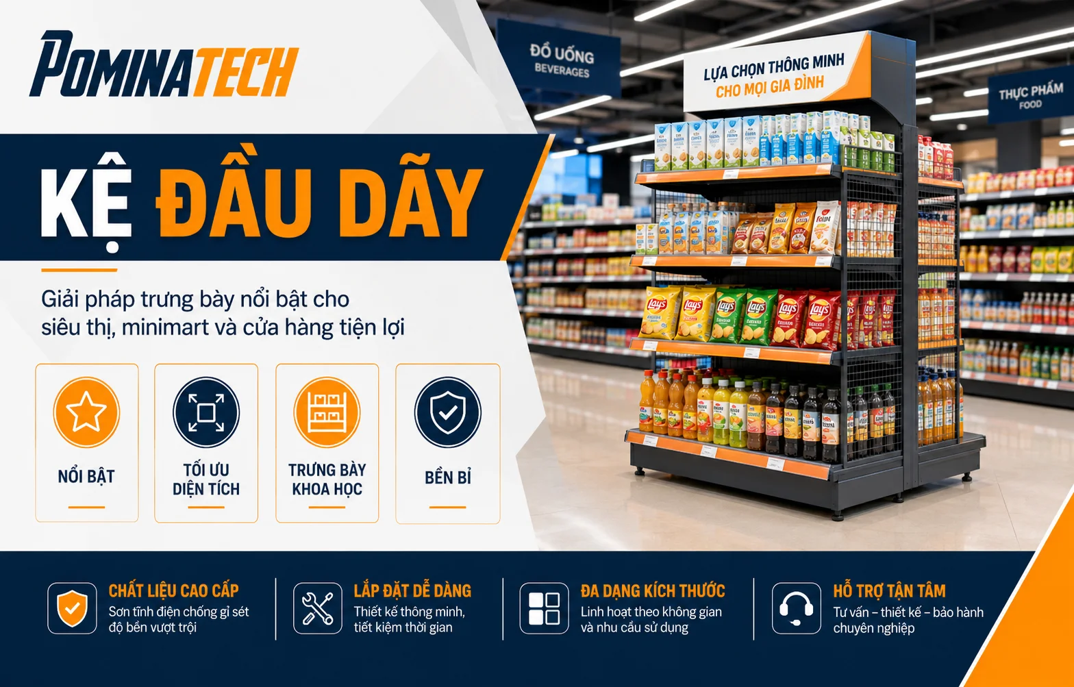 Kệ Siêu Thị Giá Rẻ Bền Chắc, Tối Ưu Không Gian Bán Hàng