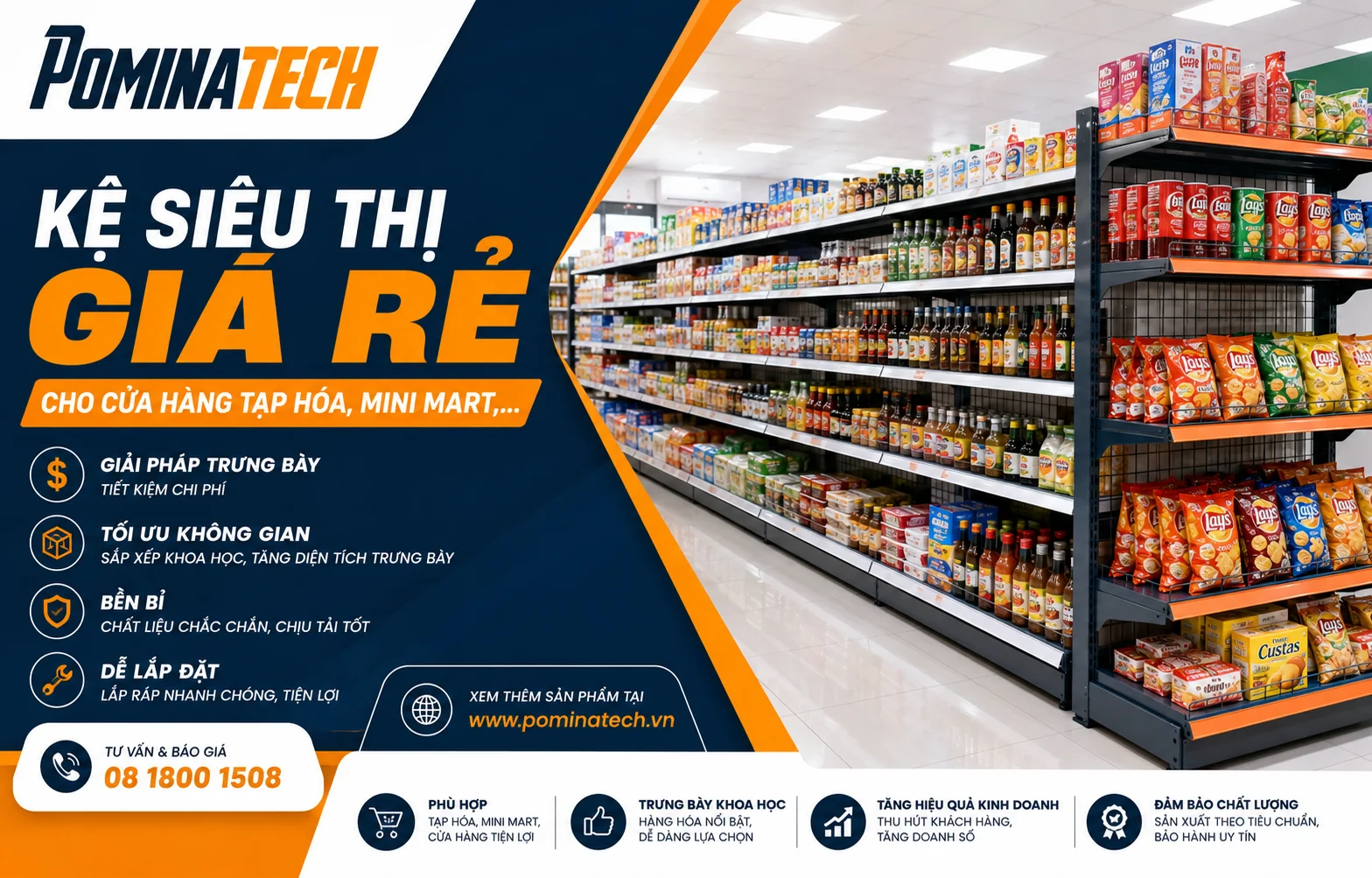 Kệ Siêu Thị Giá Rẻ Cho Cửa Hàng Tạp Hóa Trưng Bày Gọn Đẹp