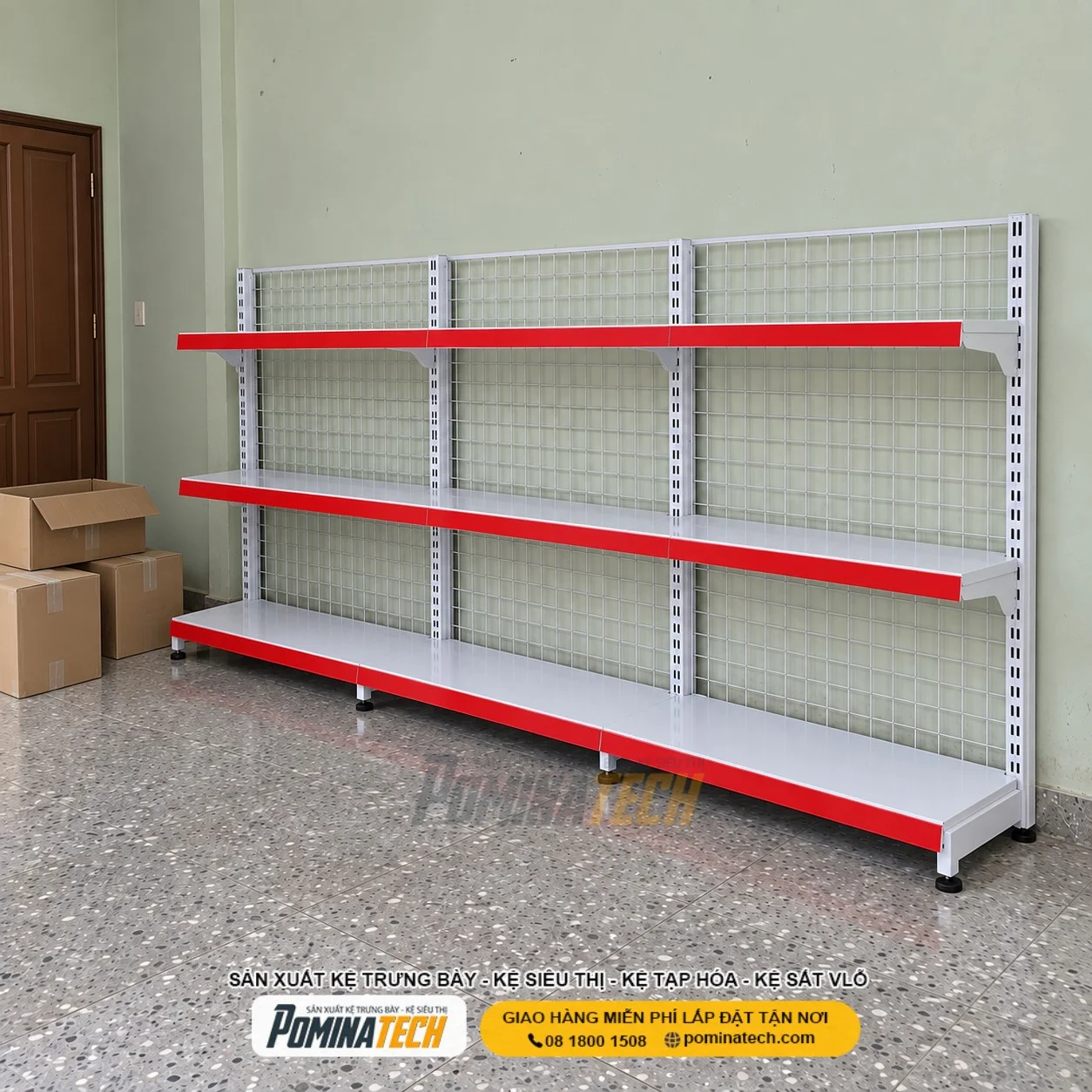 Kệ Siêu Thị Kệ Đôi Lưng Lưới 3 Tầng – Giá Xưởng, Tối Ưu Không Gian Cửa Hàng
