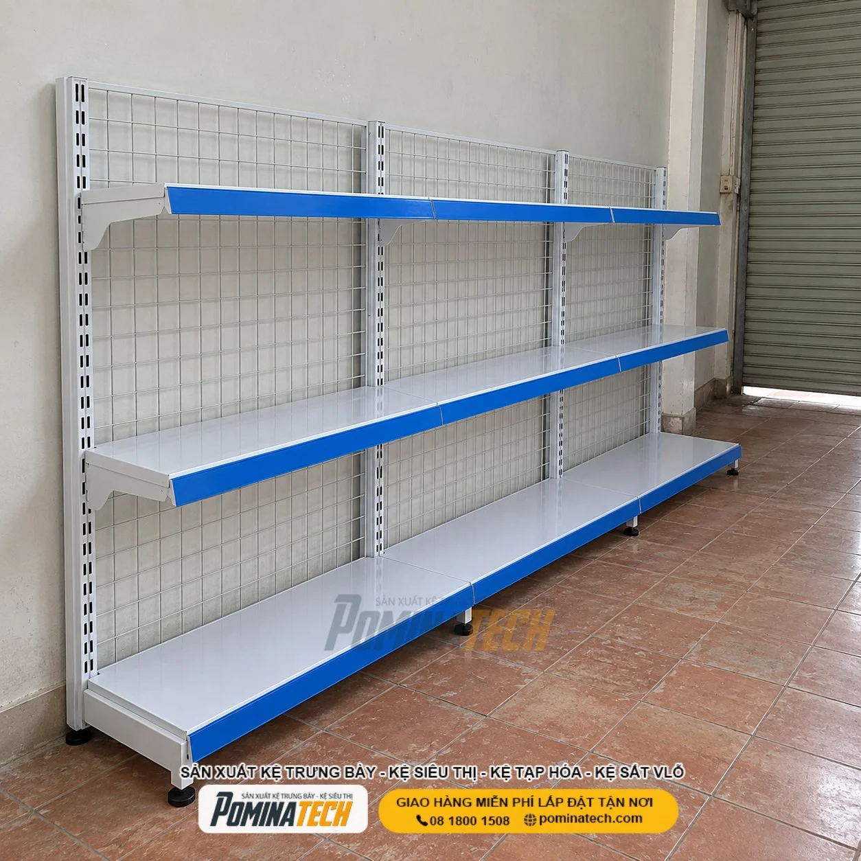 Kệ Siêu Thị Kệ Đôi Lưng Lưới 3 Tầng – Giá Xưởng, Tối Ưu Không Gian Cửa Hàng