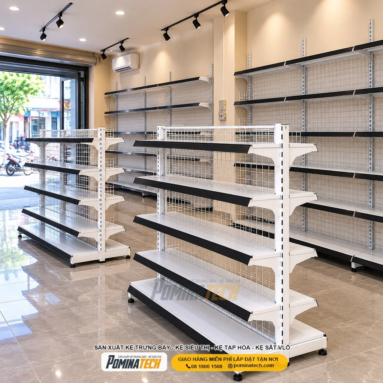Kệ Siêu Thị Kệ Đôi Lưng Lưới 5 Tầng – Giá Xưởng Cạnh Tranh, Chất Lượng Vượt Trội