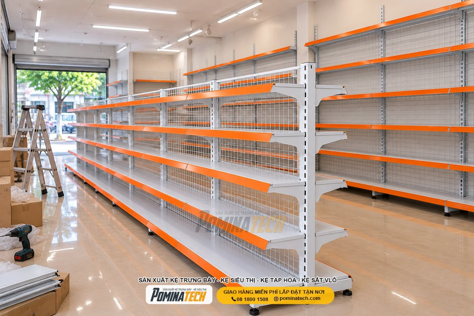 Kệ Siêu Thị Kệ Đôi Lưng Lưới 5 Tầng – Mẫu Kệ Đẹp, Tăng Hiệu Quả Trưng Bày Sản Phẩm