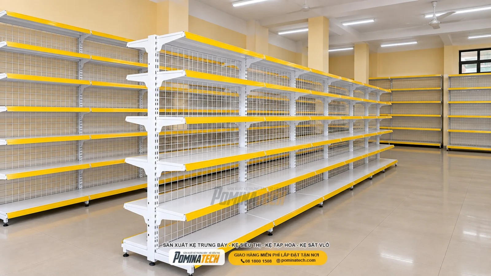 Kệ Siêu Thị Kệ Đôi Lưng Lưới 6 Tầng – Giải Pháp Trưng Bày Chuyên Nghiệp, Giá Xưởng