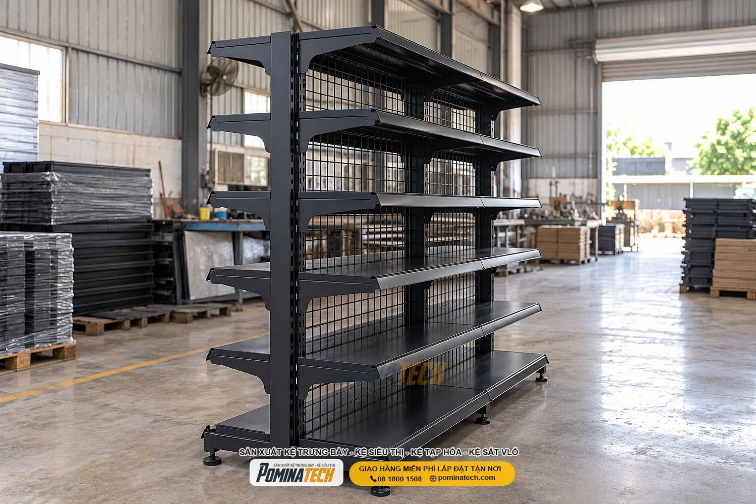 Kệ Siêu Thị Kệ Đôi Lưng Lưới 6 Tầng – Phù Hợp Cửa Hàng Tiện Lợi, Tạp Hóa, Minimart