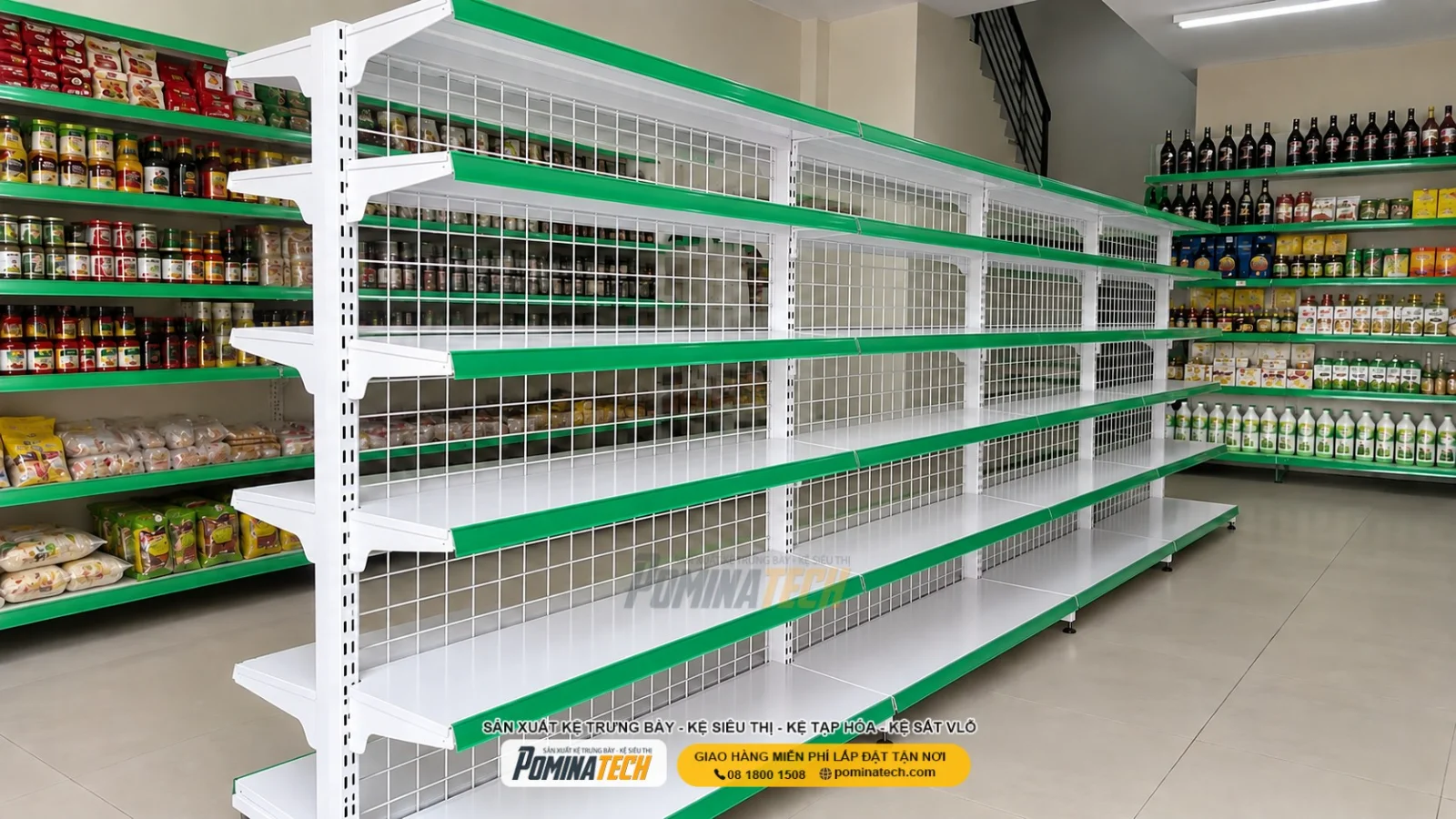 Kệ Siêu Thị Kệ Đôi Lưng Lưới 6 Tầng – Tăng Hiệu Quả Trưng Bày Cho Siêu Thị Mini
