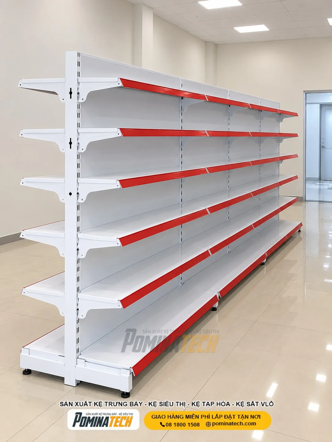 Kệ Siêu Thị Kệ Đôi Lưng Tôn Liền 6 Tầng – Tối Ưu Không Gian Bán Hàng Chuyên Nghiệp