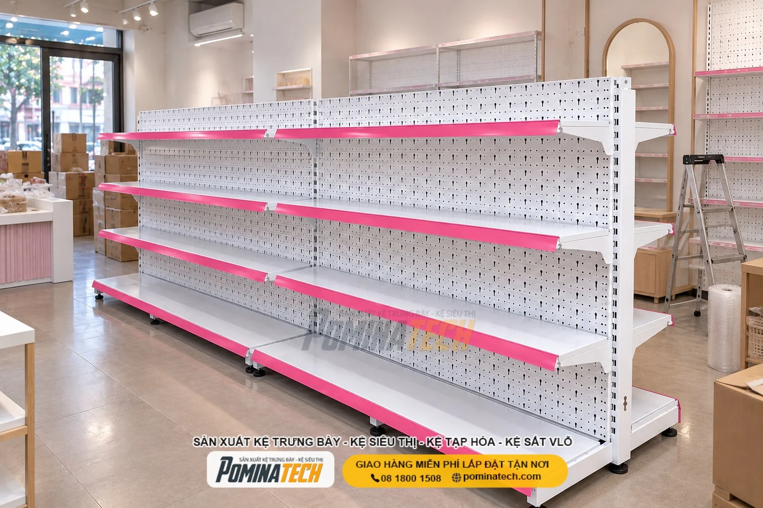 Kệ Siêu Thị Kệ Đôi Lưng Tôn Lỗ 4 Tầng – Giá Xưởng, Chất Lượng Cao