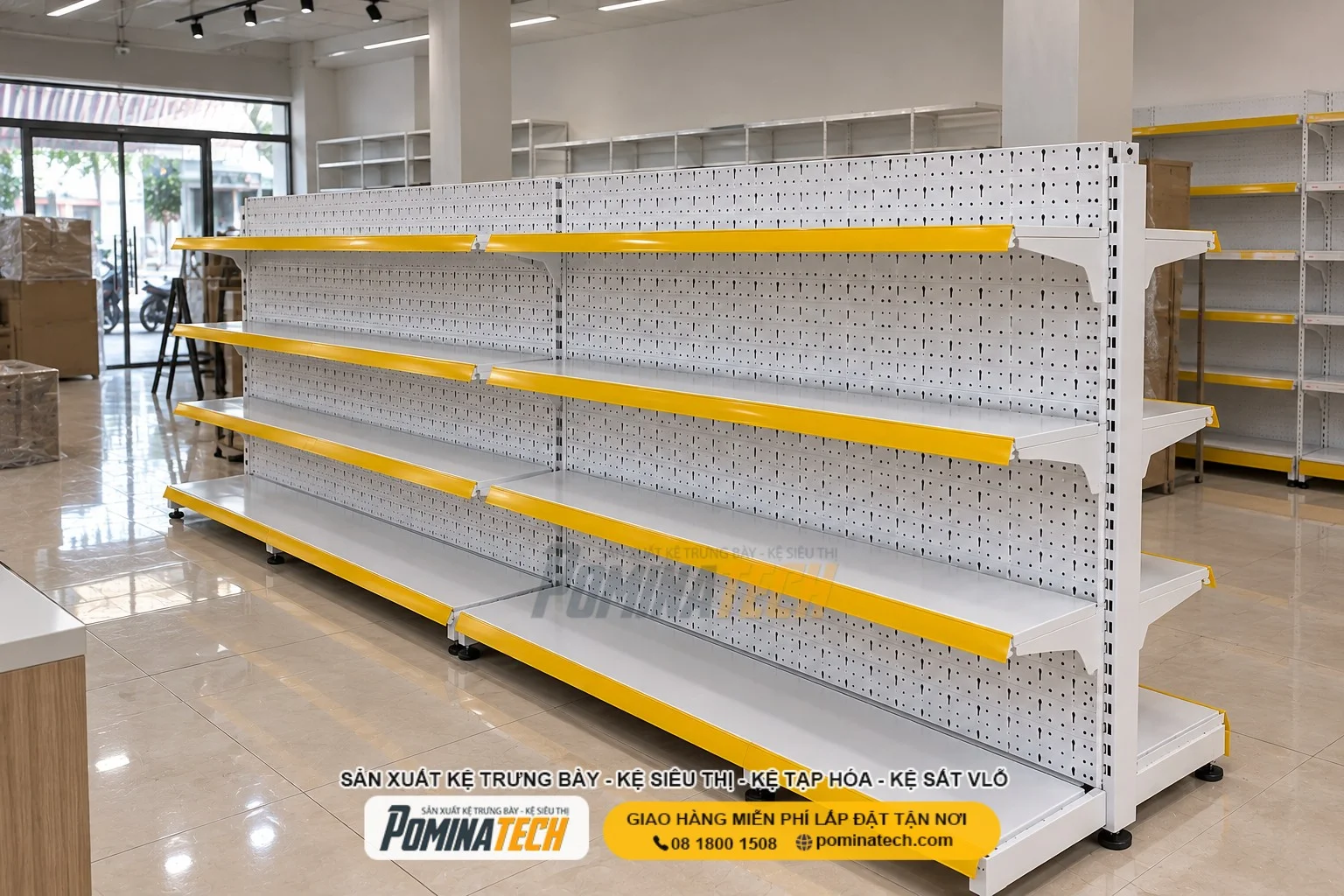 Kệ Siêu Thị Kệ Đôi Lưng Tôn Lỗ 4 Tầng – Giải Pháp Trưng Bày Hiện Đại