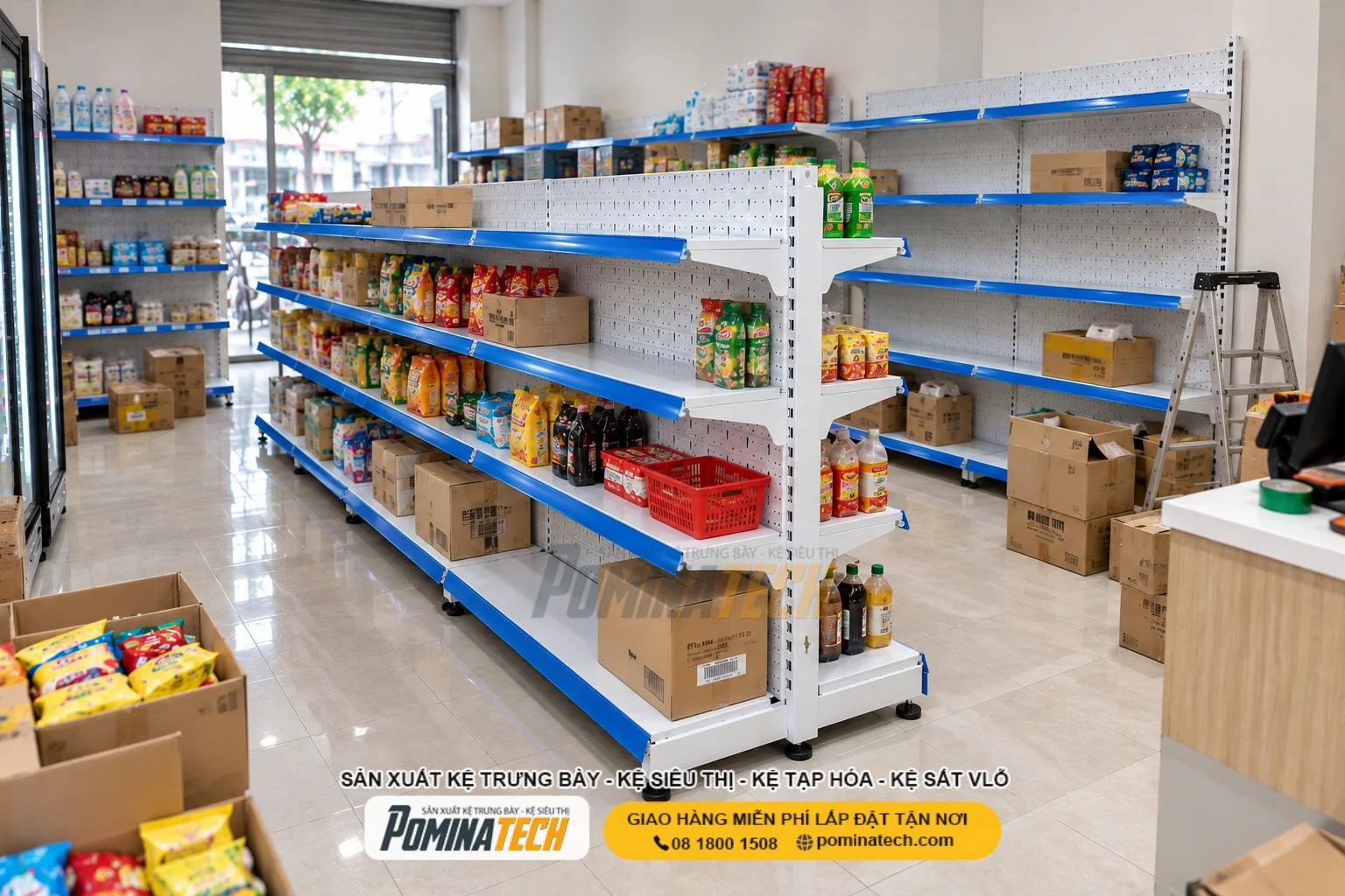 Kệ Siêu Thị Kệ Đôi Lưng Tôn Lỗ 4 Tầng – Kệ Siêu Thị Giá Rẻ Từ Nhà Sản Xuất