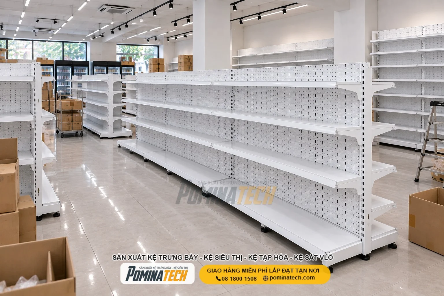 Kệ Siêu Thị Kệ Đôi Lưng Tôn Lỗ 4 Tầng – Phù Hợp Siêu Thị, Minimart, Tạp Hóa