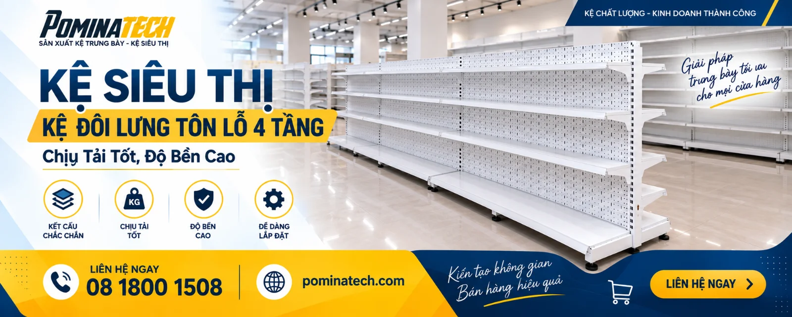 Kệ Siêu Thị Kệ Đôi Lưng Tôn Lỗ 4 Tầng – Tối Ưu Không Gian Bán Hàng