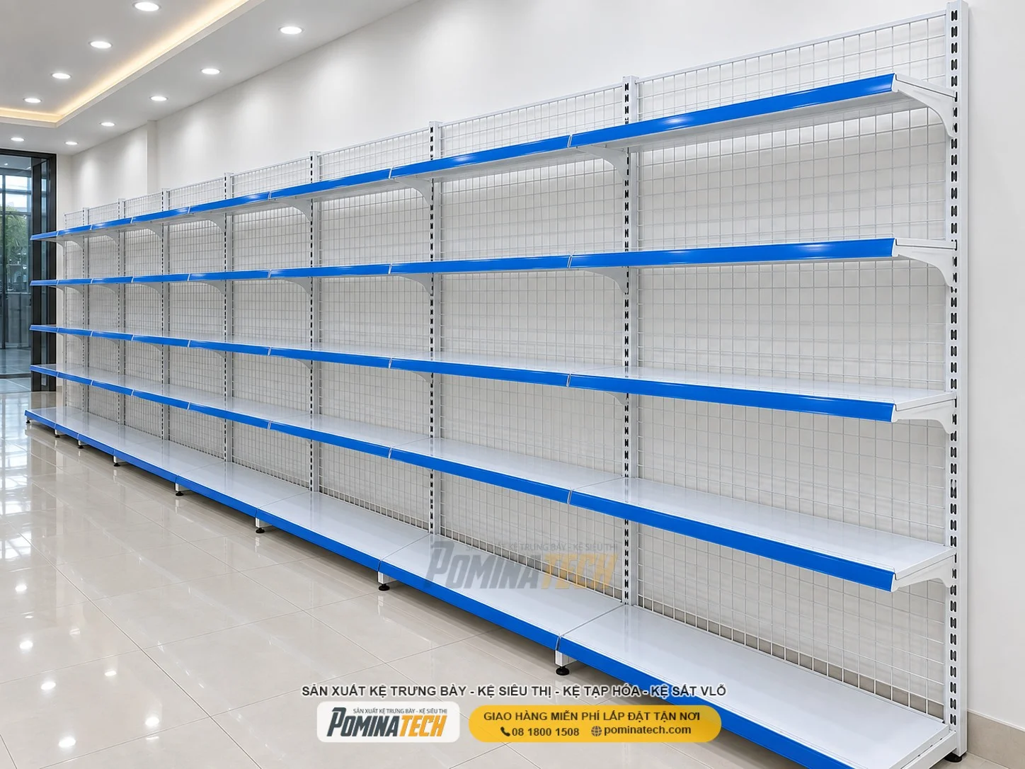 Kệ Siêu Thị Kệ Đơn Lưng Lưới 5 Tầng – Giá Tận Xưởng, Chất Lượng Vượt Trội