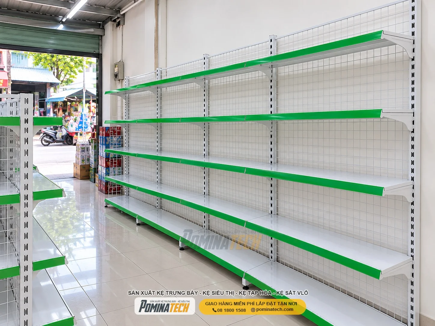 Kệ Siêu Thị Kệ Đơn Lưng Lưới 5 Tầng – Sơn Tĩnh Điện Cao Cấp, Chống Gỉ Sét