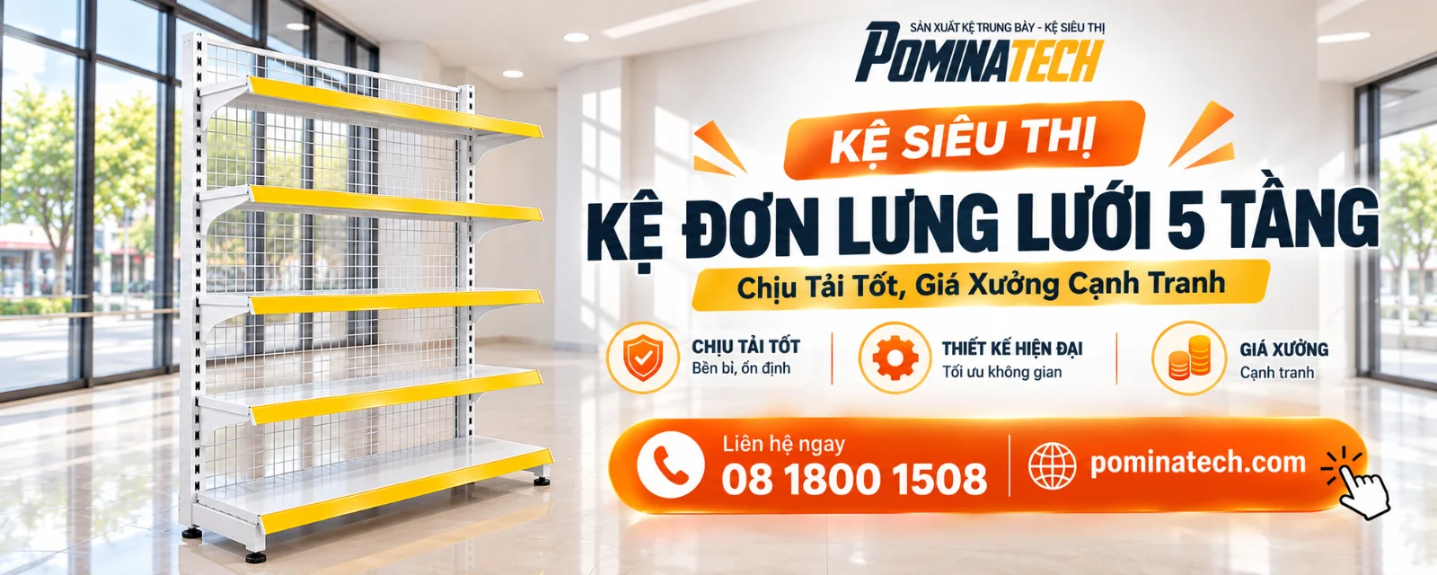 Kệ Siêu Thị Kệ Đơn Lưng Lưới 5 Tầng – Thiết Kế Chắc Chắn, Độ Bền Cao
