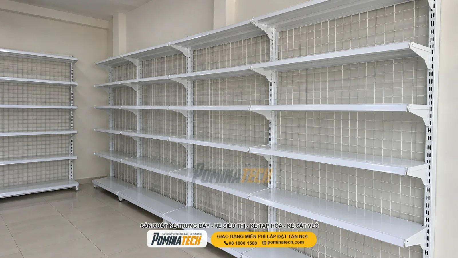 Kệ Siêu Thị Kệ Đơn Lưng Lưới 6 Tầng – Kết Cấu Vững Chắc, Sơn Tĩnh Điện Bền Đẹp